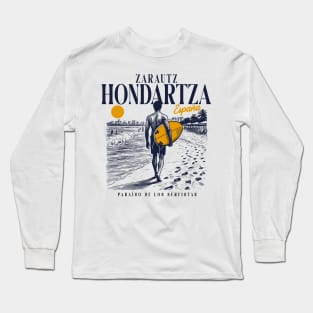 Vintage Surfing Zarautz Hondartza, Spain // Retro Surfer Sketch // Surfer's Paradise Long Sleeve T-Shirt